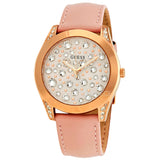 Guess Wonderlust Beige Dial Pink Leather Strap Watch for Women - W1065L1