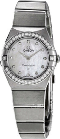 Omega Constellation Manhattan Quartz Diamonds Mother of Pearl Dial Silver Steel Strap Watch for Women - 131.15.25.60.55.001