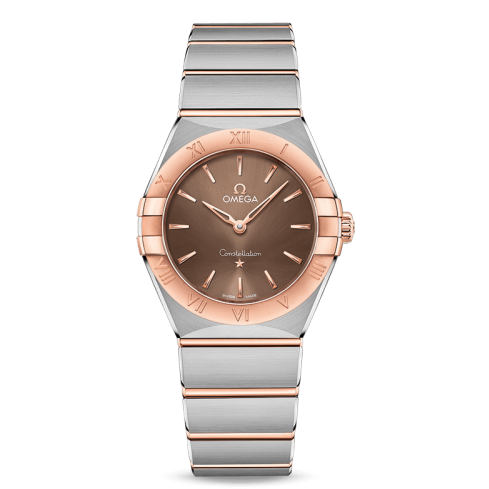 Omega Constellation Quartz Brown Dial Silver Steel Strap Watch for Women - 131.20.25.60.13.001