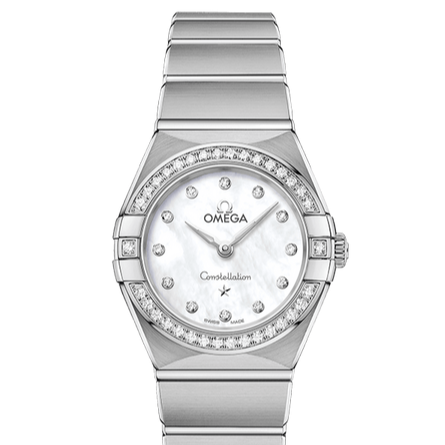 Omega Constellation Manhattan Quartz Diamonds Mother of Pearl Dial Silver Steel Strap Watch for Women - 131.15.25.60.55.001
