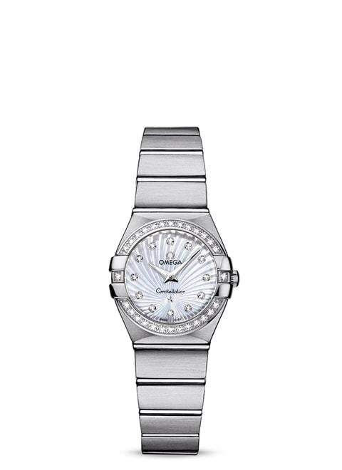 Omega Constellation Quartz Diamonds Silver Dial Silver Steel Strap Watch for Women - 123.15.27.60.55.004