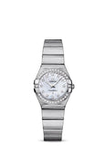 Omega Constellation Quartz Diamonds Silver Dial Silver Steel Strap Watch for Women - 123.15.27.60.55.004