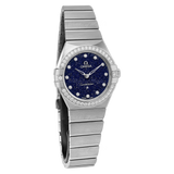 Omega Constellation Manhattan Quartz Diamonds Blue Dial Silver Steel Strap Watch for Women - 131.15.25.60.53.001