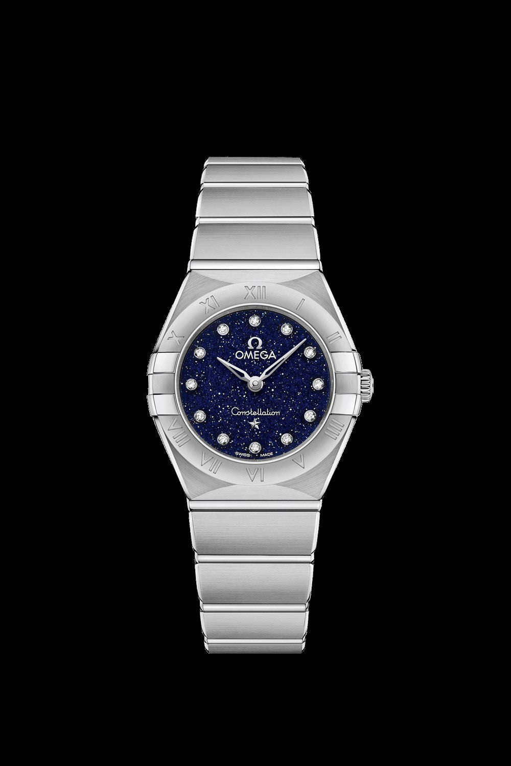 Omega Constellation Manhattan Quartz Diamonds Blue Dial Silver Steel Strap Watch for Women - 131.10.25.60.53.001