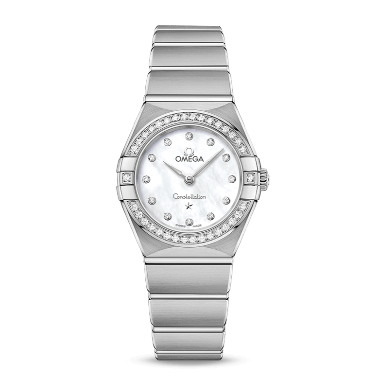 Omega Constellation Manhattan Quartz Diamonds Mother of Pearl Dial Silver Steel Strap Watch for Women - 131.15.25.60.55.001