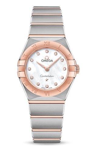 Omega Constellation Manhattan Quartz Diamonds Mother of Pearl Dial Two Tone Steel Strap Watch for Women - 131.20.25.60.55.001