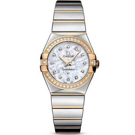Omega Constellation Diamonds Mother of Pearl Dial Two Tone Steel Strap Watch for Women - 123.25.27.60.55.006