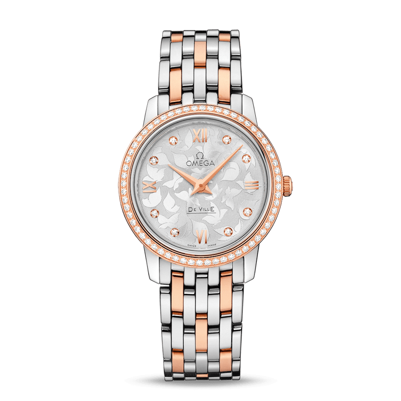 Omega De Ville Prestige Quartz Diamonds Silver Dial Two Tone Steel Strap Watch for Women - 424.25.27.60.52.001