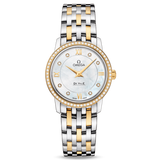 Omega De Ville Prestige Quartz Diamonds Mother of Pearl Dial Two Tone Steel Strap Watch for Women - 424.25.27.60.55.001
