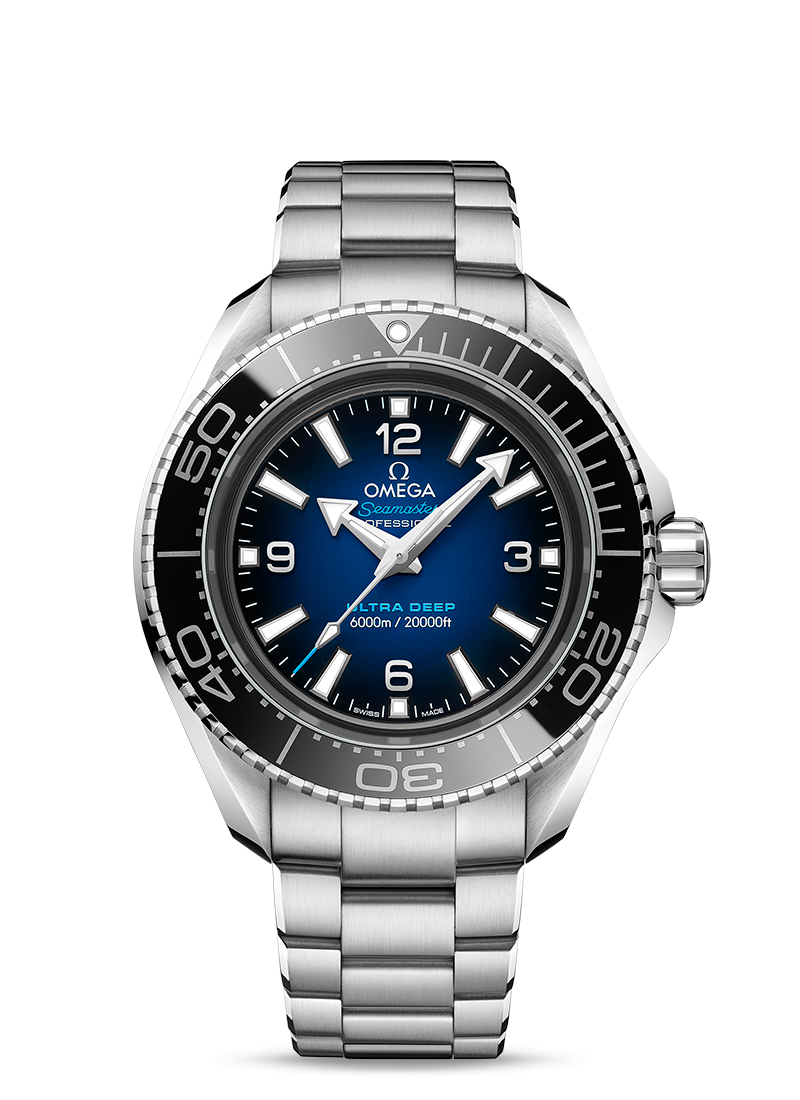 Omega Seamaster Planet Ocean 6000M Co Axial Master Chronometer Blue Dial Silver Steel Strap Watch for Men - 21530462103001