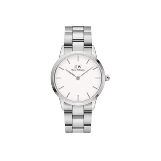 Daniel Wellington Iconic Link White Dial Silver Steel Strap Watch for Women - DW00100203