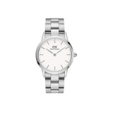 Daniel Wellington Iconic Link White Dial Silver Steel Strap Watch for Women - DW00100203