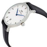Daniel Wellington Dapper Sheffield White Dial Black Leather Strap Watch For Women - DW00100096