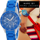 Marc Jacobs Rock Chronograph Blue Dial Blue Silicone Strap Watch for Women - MBM2575
