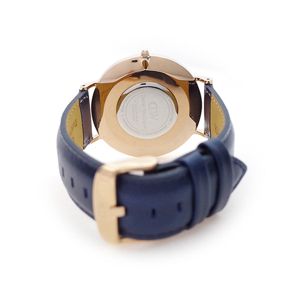 Daniel Wellington Classic Somerset White Dial Blue Leather Strap Watch For Women - DW00100123