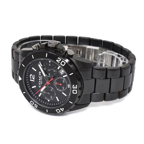 Coach Kent Chronograph Black Dial Black Steel Strap Watch for Men - 14602554