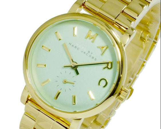 Marc Jacobs Baker Mint Green Dial Gold Steel Strap Watch for Women - MBM3284