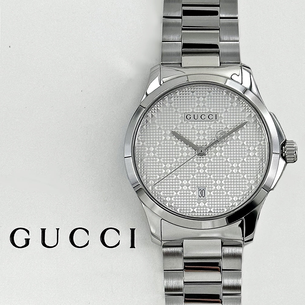 Gucci G Timeless Quartz Silver Dial Silver Steel Strap Watch For Women - YA126459