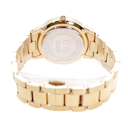 Daniel Wellington Iconic Link Black Dial Rose Gold Steel Strap Watch for Women - DW00100210