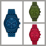 Michael Kors Lexington Chronograph Green Dial Green Steel Strap Watch For Men - MK8790