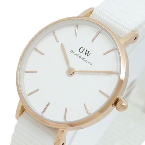 Daniel Wellington Petite Dover Quartz White Dial White NATO Strap Watch For Women - DW001000313