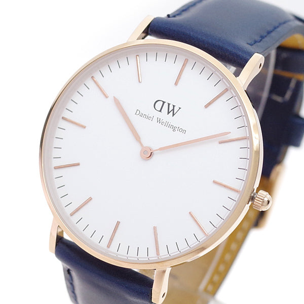 Daniel Wellington Classic Somerset White Dial Blue Leather Strap Watch For Women - DW00100123
