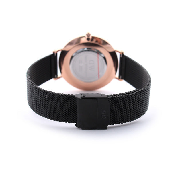 Daniel Wellington Petite Ashfield Black Dial Black Mesh Strap Watch for Women - DW00100307