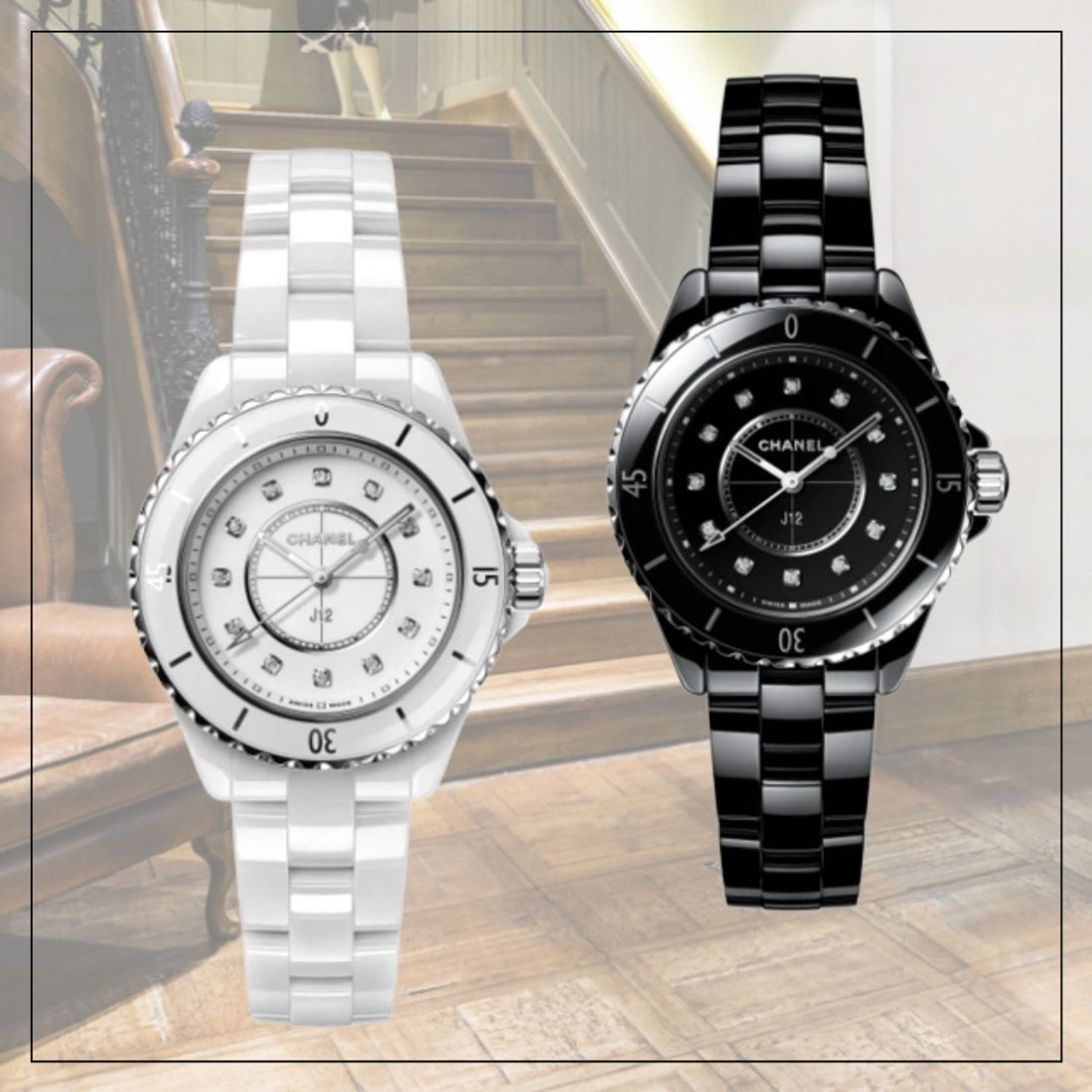 Chanel J12 Quartz Diamonds Black Dial Black Steel Strap Watch for Women - J12 H5701