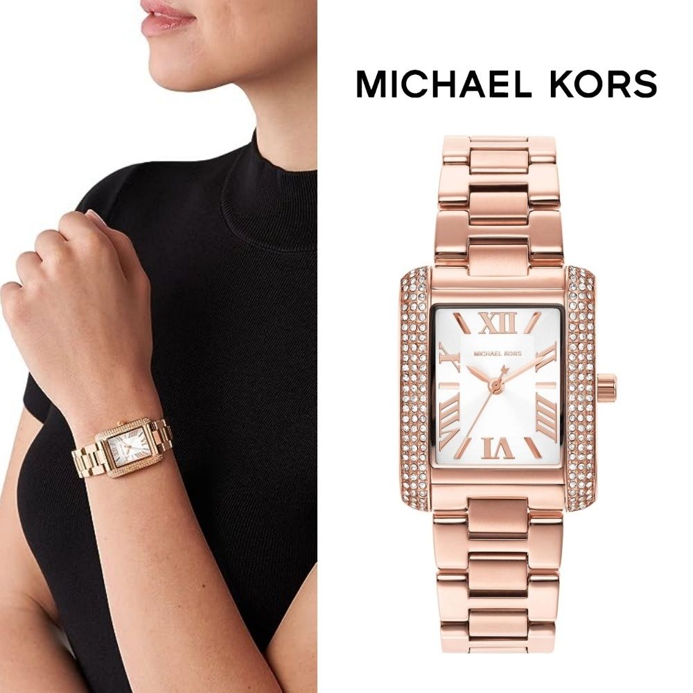 Michael Kors Emery Three-Hand Crystals Silver Dial Rose Gold Steel Strap Watch for Women - MK4641