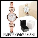 Emporio Armani Retro Quartz Silver Dial Rose Gold Steel Strap Watch For Women - AR1776
