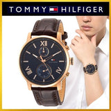 Tommy Hilfiger Aiden Quartz Blue Dial Brown Leather Strap Watch for Men - 1791308