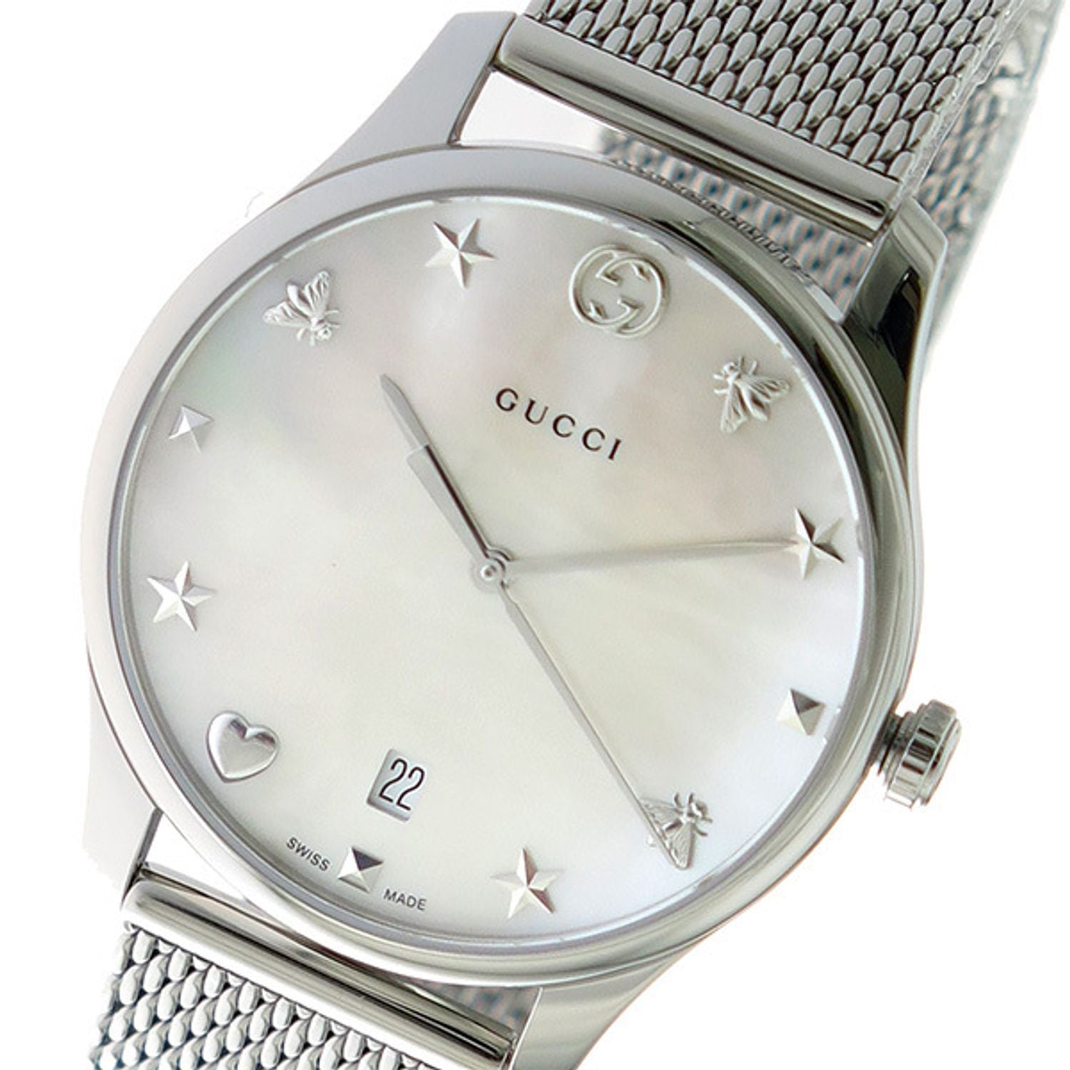 Gucci G-Timeless Mother of Pearl Dial Silver Mesh Bracelet Watch For Women - YA1264040