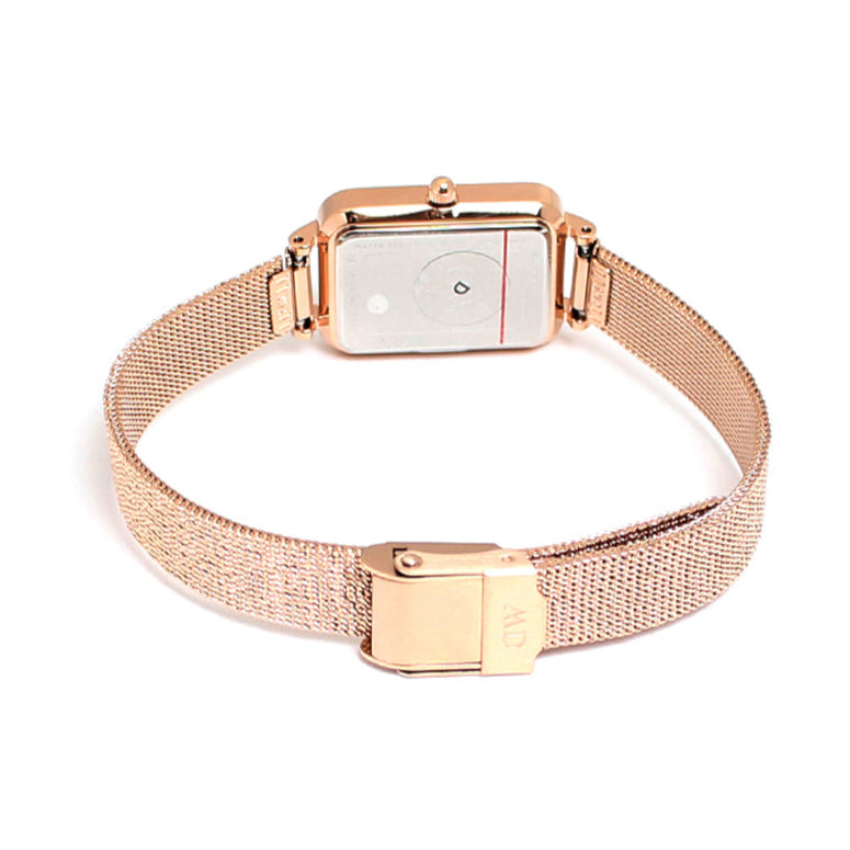 Daniel Wellington Quadro Melrose Green Dial Rose Gold Mesh Strap Watch For Women - DW00100437