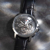 Tommy Hilfiger Keagan Quartz Grey Dial Black Leather Strap Watch for Men - 1791289