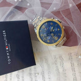 Tommy Hilfiger Blaze Chronograph Blue Dial Silver Steel Strap Watch for Men - 1792031