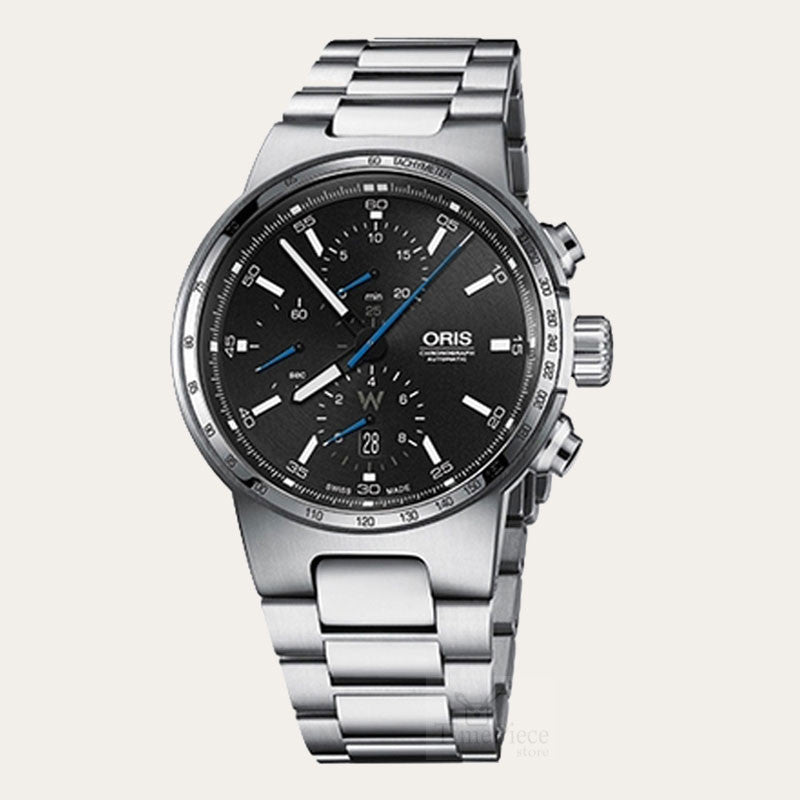 Oris Williams Day Date Black Dial Silver Steel Strap Watch for Men - 0173577404154-0782450S