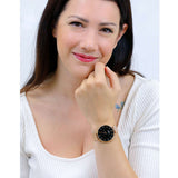 Daniel Wellington Petite Melrose Black Dial Rose Gold Mesh Strap Watch For Women - DW00100303