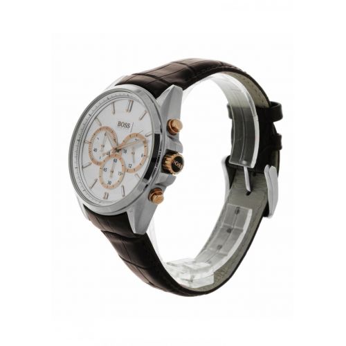 Hugo Boss Driver Quartz Silver Dial Brown Leather Strap Watch For Men - HB1512881