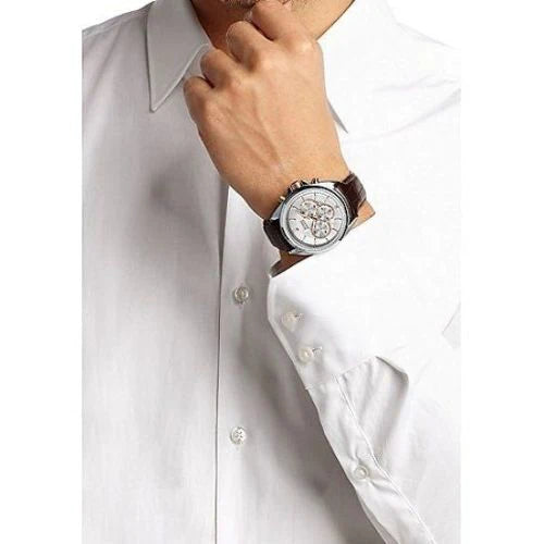 Hugo Boss Driver Quartz Silver Dial Brown Leather Strap Watch For Men - HB1512881