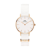 Daniel Wellington Petite Dover Quartz White Dial White NATO Strap Watch For Women - DW001000313