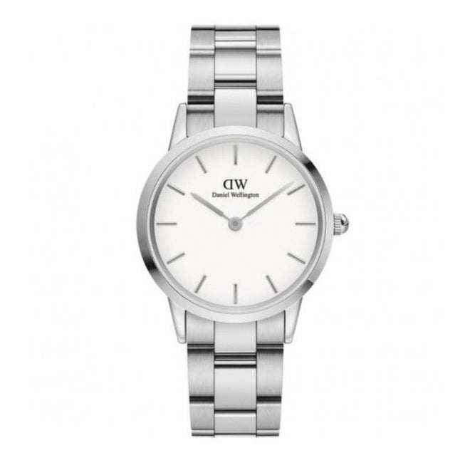 Daniel Wellington Iconic Link White Dial Silver Steel Strap Watch For Women - DW00100205