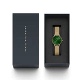 Daniel Wellington Petite Emerald Green Dial Gold Mesh Strap Watch For Women - DW00100481