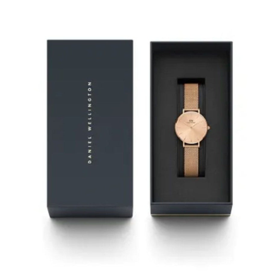 Daniel Wellington Petite Rose Gold Dial Rose Gold Mesh Strap Watch For Women - DW00100472