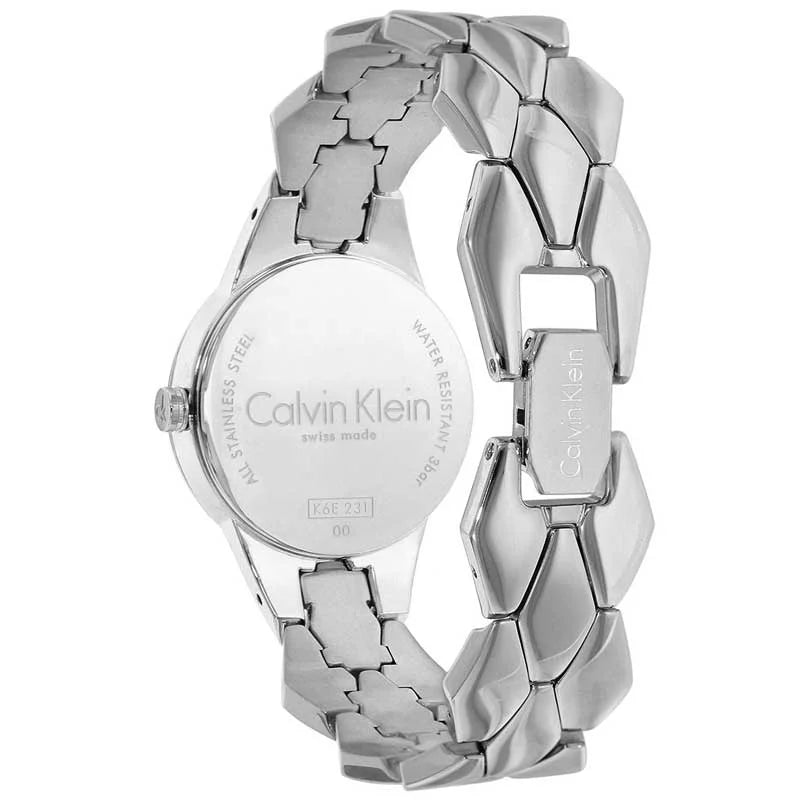 Calvin Klein Snake Silver Dial Silver Steel Strap Watch For Women - K6E23146