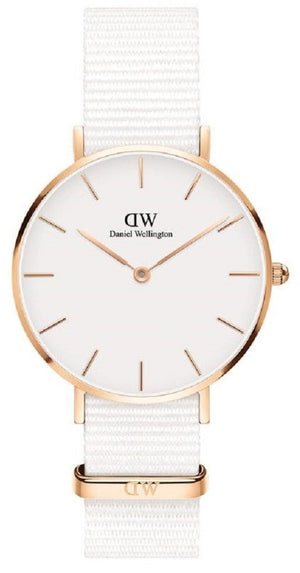 Daniel Wellington Classic Petit Dover White Dial White Nylon Strap Watch For Women - DW001000311