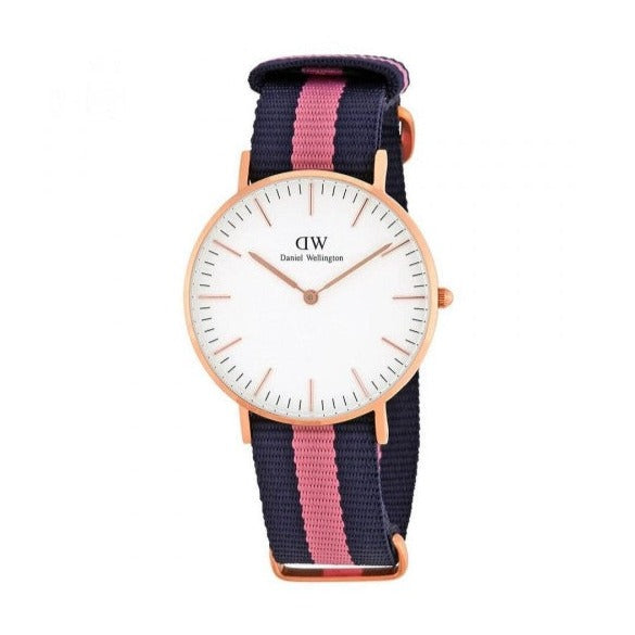Daniel Wellington Classic Winchester White Dial Three Tone Nylon Strap Watch For Women - DW00100033
