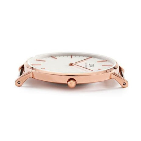 Daniel Wellington Classic Bristol White Dial Brown Leather Strap Watch For Women - DW00100039