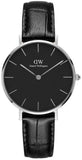 Daniel Wellington Classic Petite Reading Black Dial Black Leather Strap Watch For Women - DW00100179