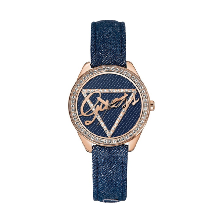 Guess Little Flirt Quartz Blue Dial Blue Leather Strap Watch For Women - W0456L6