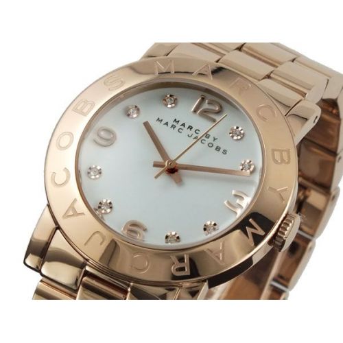 Marc Jacobs Amy White Dial Rose Gold Steel Strap Watch for Women - MBM3077